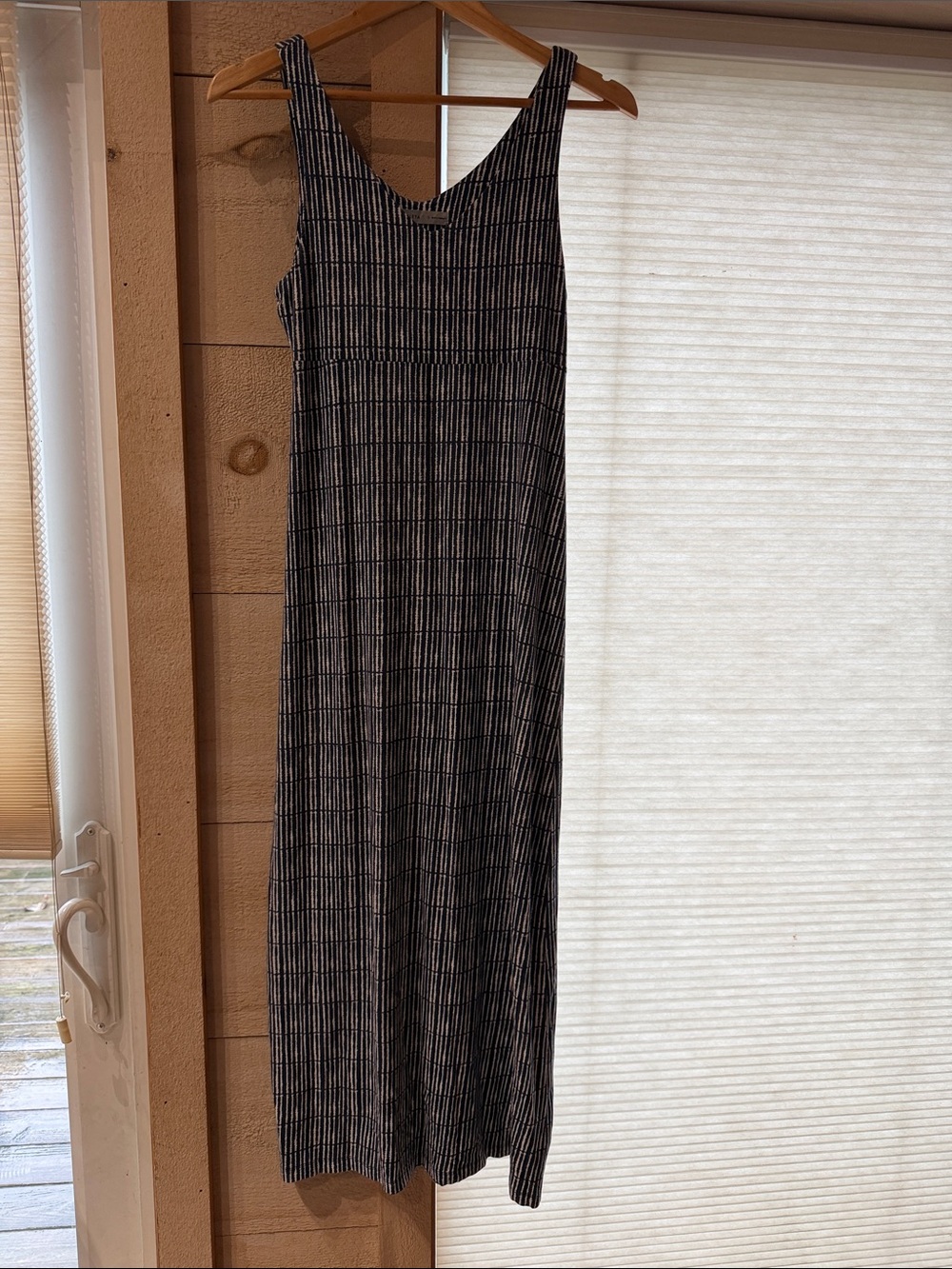 Athleta Sleeveless Black & White Striped Maxi Dress